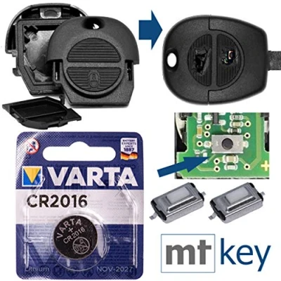 Abbildung von Repair Reparatur Satz Auto Schlüssel Austausch Gehäuse mit 2 Tasten + Drucktasten Batterie kompatibel Nissan Almera Micra II Primera X Trail
