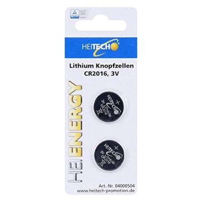 Abbildung von HEITECH 2er Pack CR2016 Lithium Knopfzellen Batterie 3V Knopfbatterien auslaufsicher &amp; mit Langer Haltbarkeit