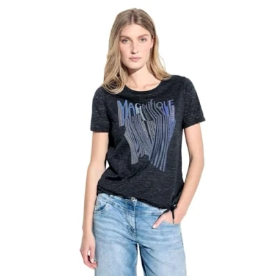 Abbildung von Cecil Burnout Tshirt print, Damen, Größe: Medium, Blau