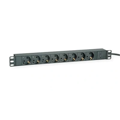 Abbildung von ROLINE 19&quot; Steckdosenleiste 8fach, C14 Stecker, schwarz, 2 m