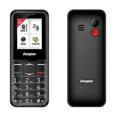 Abbildung von Energizer Mobiltelefon mit physischer Tastatur für Senioren, entsperrt E4 2G SOS Taste Akku 1000 mAh Dual SIM (Mini SIM) FM Radio Taschenlampe Schwarz