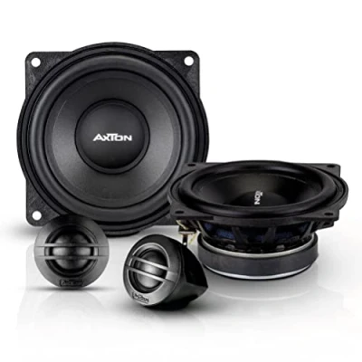 Abbildung von AXTON ATC100S klangstarkes 10 cm / 4“ Komponenten System, 2 Wege Auto Lautsprecher mit nur 39 mm Einbautiefe, Soundsystem 60 Watt RMS