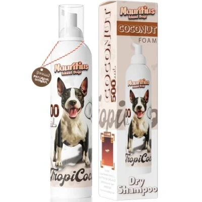 Abbildung von Trockenshampoo Kokos 500ML Schaumspray für Hunde und Katzen mit Natürlichen Extrakten ohne Spülen Empfindliche Haut Antiparasitär Hypoallergen Dermatitis Feuchtigkeitsspendend Glänzend Deodorant