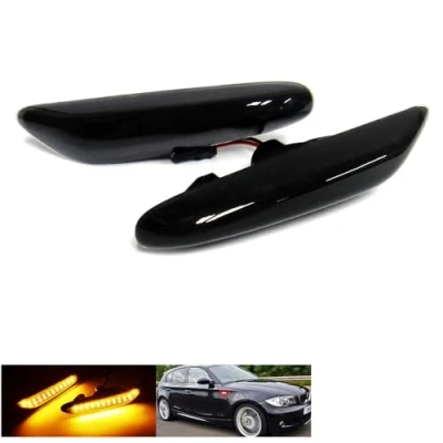 Abbildung von 2 x schwarze getönte Linse Seitenblinker Bernstein LED Marker Repeater Licht für 1 3 5 Serie E81 E82 E87 E46 E90 E92 E60 E61 E83 X3