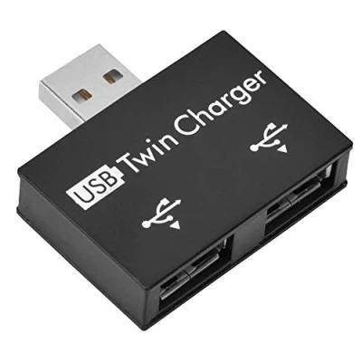 Abbildung von ASHATA Hub USB2.0 Stecker auf 2 Port USB Twin Ladegerät Splitter Adapter Konverter Kit für Handy/Laptop(schwarz)