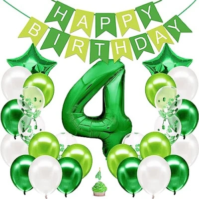 Abbildung von envami® Geburtstagsdeko Jungen Blau Zahl 4. Geburtstag Junge Happy Birthday Deko Folienballon 4 Luftballon Kindergeburtstag