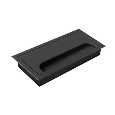 Abbildung von GTV Kabeltülle Merida Kabeldurchführung mit Öffnungsdeckel Kabeldurchlass Rechteckig Kabelorganisation für Möbel Kabeldurchlass/für die Installation in der Arbeitsplatte / 80x160mm Schwarz