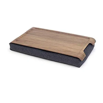 Abbildung von Bosign Laptop Tablett Knietablett Mini Laptray Anti Slip Walnuss Dunkelgrau