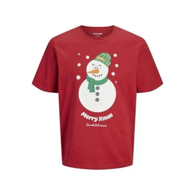 Abbildung von Jack &amp; Jones XMAS Rundhals Tshirt print, Herren, Größe: Large, Scarlet sage