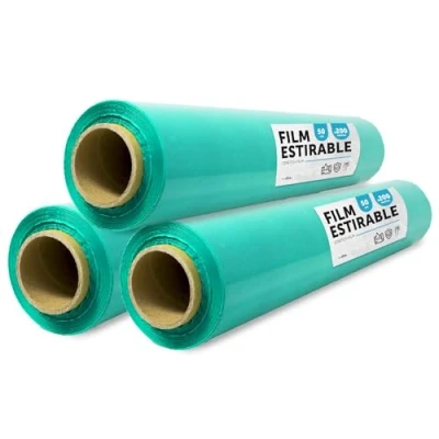 Abbildung von grüne Folie zum Verpacken, Kunststoffabdeckung, für Verpackung von Umzugskartons, Schutz Möbeln und Sendungen, Maße 50 cm x 200 m, dehnbar, m office (Grün, 3 Stück)