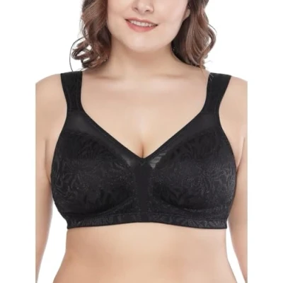 Abbildung von Deyllo Damen Vollschalen Minimizer BH Nicht Bügel Große Größen Klassischer (Schwarz,95G)