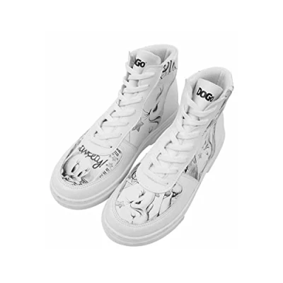 Abbildung von Dogo ACE Boots Tweety Sketch Sneaker high, Damen, Größe: 40, Weiß Schuhe