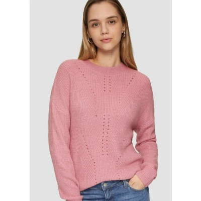 Abbildung von QS Flauschiger MIT Ajourmuster Strickpullover, Damen, Größe: Medium, Altrosa
