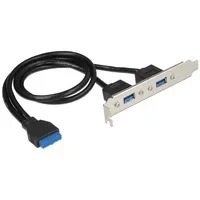 Abbildung von Slotblech 1 x 19 Pin USB 3.0 Pfostenbuchse intern &gt; 2 Typ A Buchse extern, Slotblende