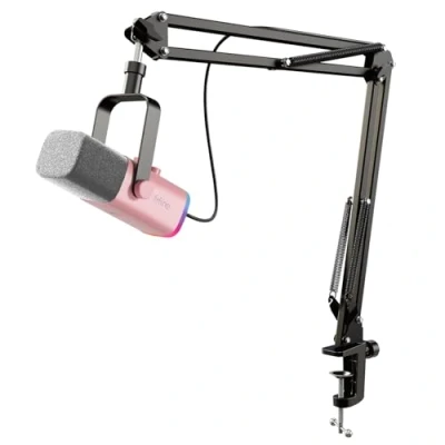 Abbildung von FIFINE XLR Streaming Mikrofon mit Arm für Podcast Studio, USB Dynamisch Microphone Gaming PC Stummschalttaste, PS4/5 Mac Mixer Soundkarten Rose