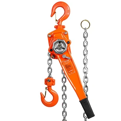Abbildung von VEVOR Ratschenzug Stahl 1,5T Belastbarkeit Flaschenzug Hebezug 2,8m Hubhöhe Hebelzug Ф8x24mm Hubkettengröße Kettenzug 240N Zugkraft Strapazierfähige Doppelklinken Bremse Ratschenkettenzug