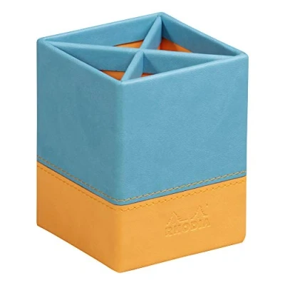 Abbildung von Rhodia 318817C Stifteköcher (8 x 8 11 cm, Kunstleder, elegant und praktisch, ideal für Ihr Büro) 1 Stück, türkis