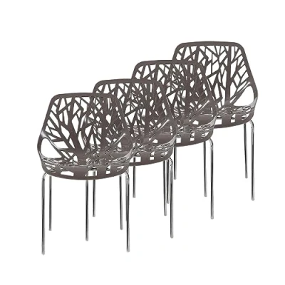 Abbildung von Makika Esszimmerstuhl Retro Stuhl Design CALUNA 4er Set in Grau