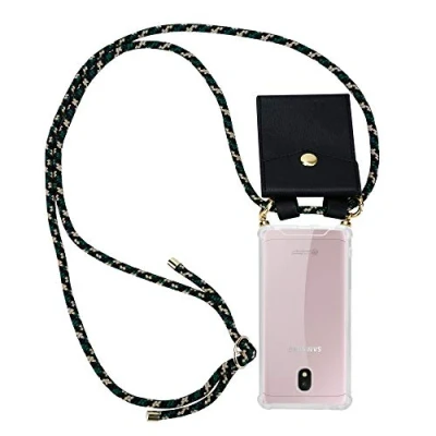 Abbildung von Cadorabo Handykette kompatibel mit Samsung Galaxy J3 2017 Schutzhülle TPU Silikon Case Necklace Design Slim Kratzfest Kordel Band Etui Rundumschutz Hülle für in Grün