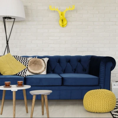 Abbildung von Menzzo Grand Samtsofas, Holz, Blau, L209 x P82 H72 cm