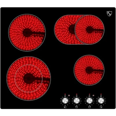Abbildung von K&amp;H Elektro Kochfeld K&amp;H® 4 Zonen Glaskeramikkochfeld 59cm Knebel Steuerung Autark Eingebaut CK 7206K, Einbaufähig und