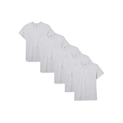 Abbildung von Lower East Herren T Shirt mit Rundhalsausschnitt aus 100% Baumwolle im Multipack, 5x Hellgrau Melange, S