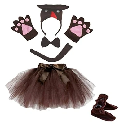 Abbildung von Petitebelle 3D Stirnband Bowtie Schwanz Handschuhe Rock Schuhe 6pc Mädchen Kostüm Einheitsgröße Braun Owl