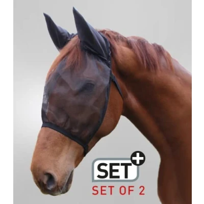 Abbildung von Waldhausen Fliegenmaske Basic 2 er Set Ohren Schwarz Pony