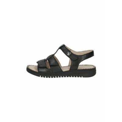 Abbildung von CAPRICE Damen Sandalen flach aus Leder mit Klettverschluss, Schwarz (Black Nappa), 37 EU
