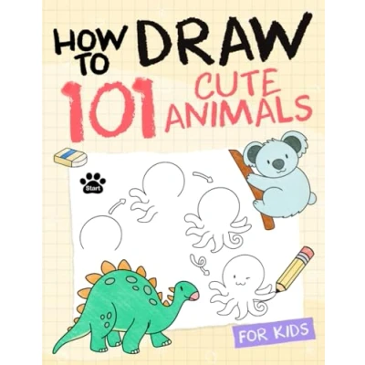 Abbildung von How To Draw Animals For Kids: Simple and Easy Drawing Book Learn Dog Cat Lion Elephant Dolphine More Step By Kids
