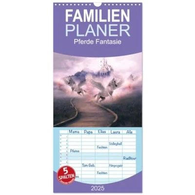 Abbildung von Familienplaner 2025 Pferde Fantasie mit 5 Spalten (Wandkalender, 21 cm x 45 cm), CALVENDO