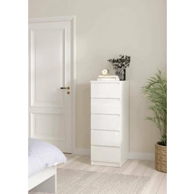 Abbildung von Dmora Kommode Joelle, Mehrzweckkommode, Schlafzimmerkommode, Schrank mit Schubladen, 40x50 h111 cm, Wei?