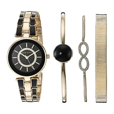 Abbildung von Anne Klein Damen Armbanduhr und Armband Set mit Kristall Akzenten, Burgunderrot/Rotgold,