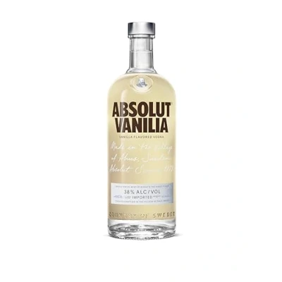 Abbildung von Absolut Vanilia Vodka mit Vanille Aroma Absolute Reinheit und einzigartiger Geschmack in ikonischer Apothekerflasche 1 x l