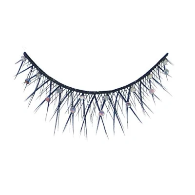 Abbildung von Eulenspiegel 000946 Künstliche Wimpern, Schwarz gekreuzt, mit Glitzer, 1 ml Spezial Wimpernkleber, Anleitung, für Karneval, Mottoparty