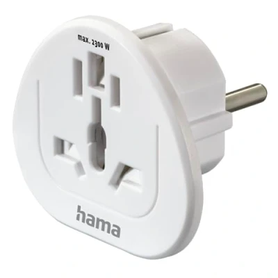 Abbildung von Hama Reiseadapter Typ E und F, 3 polig, universal, Welt nach Europa, Weiß EF (Konturenstecker)