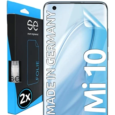 Abbildung von smart engineered s.e Schutzfolie für Xiaomi Mi 10, 2 Stück, Full Screen, Positionierhilfe, Mi10 Schutzfolie, transparente Displayfolie, funktionierende Alternative zu Schutzglas, Schutzglasfolie