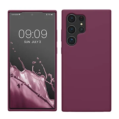 Abbildung von kwmobile Hülle kompatibel mit Samsung Galaxy S23 Ultra dünnes Silikon Handy Case Handyhülle weiche Oberfläche kabelloses Laden Bordeaux Violett