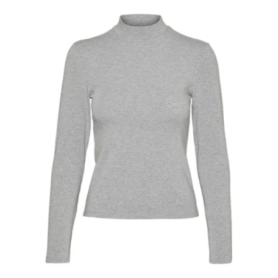Abbildung von VERO MODA Damen Vmmary Ls Highneck Top Ga JRS Noos Langarmshirt, Light Grey Melange, M