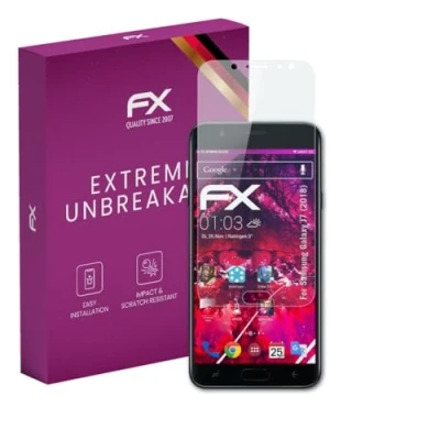 Abbildung von atFoliX Glasfolie kompatibel mit Samsung Galaxy J7 (2018) Panzerfolie, 9H Hybrid Glass FX Schutzpanzer Folie