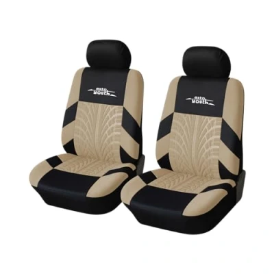 Abbildung von AUTOYOUTH Autositzbezüge für Vordersitze Autositzschoner Reifenschienen Autositzzubehör, Beige