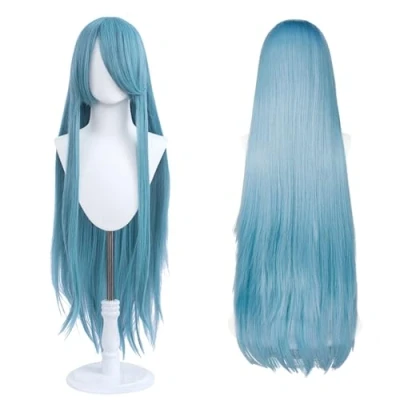 Abbildung von 100cm lange Perücke, universelle Anime Kostüm Cosplay perfekt für Party, täglichen Gebrauch, Festivals und Halloween, ideal TV, Film, Charakter (Teal)