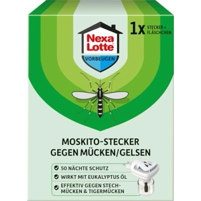 Abbildung von Nexa Lotte Elektro Verdampfer, 1 Set, gegen Stechmücken und Tigermücken Effektiver Mückenschutz mit Zitroneneukalyptusöl für Schlafzimmer Wohnzimmer, grün