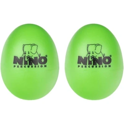 Abbildung von Nino Percussion Egg Shaker Paar 2 Rasseleier für Kinder ab 3 Jahren Musikinstrument Geschenkidee Kunststoff, Grün (NINO540GG 2)