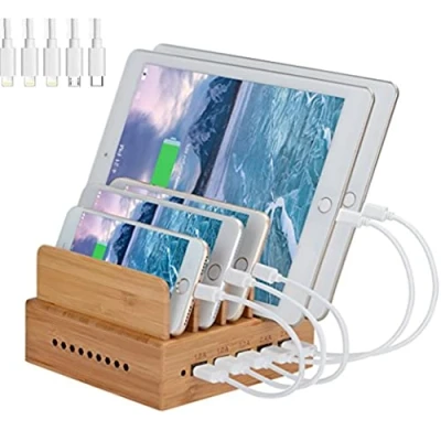 Abbildung von Yisen Handy Ladestation USB Ladegerät mehrfach für mehrere Geräte Smartphone, Tablets (mit 5 Kabel)