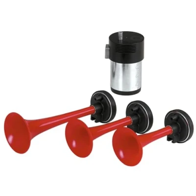 Abbildung von CARPOINT 0524702 Fanfare 12 H 830Hz ± 5%, M 730Hz L 595Hz 5% 117 Dreiklang Tiefton, Mittelton, Hochton elektrisch pneumatisch 240