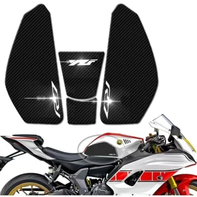 Abbildung von DFFMQSJ Seitlicher Tankpad Schutzaufkleber für Motorrad, rutschfest, Gas und Kniegriff, Traktionspad, Tankpad, kompatibel mit Yamaha YZF R7 YZFR7 2022 2023, wasserdicht, selbstklebend(White)