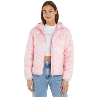 Abbildung von Tommy Jeans Damen Pufferjacke Quilted Tape Kapuze, Rosa (Ballet Pink), M