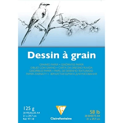 Abbildung von Clairefontaine 97118C Zeichenblock (20 Blatt, 125 g, 21 x 29,7 cm, ideal für Kunstunterricht, geleimt) weiß
