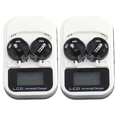 Abbildung von Fafeicy 2 teiliges LIR2032 Ladegerät, Wiederaufladbares LCD Display, für LIR2016 LIR2025 Taste Lithium Batterie, DC4.2V Ausgangsspannung (EU Plug)